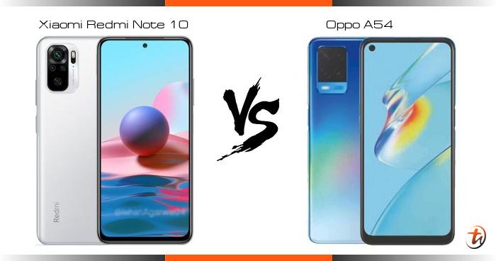 compare oppo a54 and redmi note 10